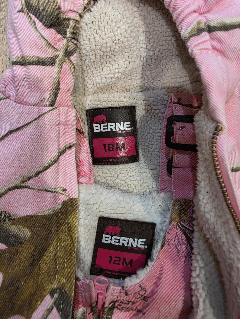 Berne Realtree Xtra Pink Camo Toddler Jacket & Bib Overalls Set 18M/12M - Picture 3 of 11